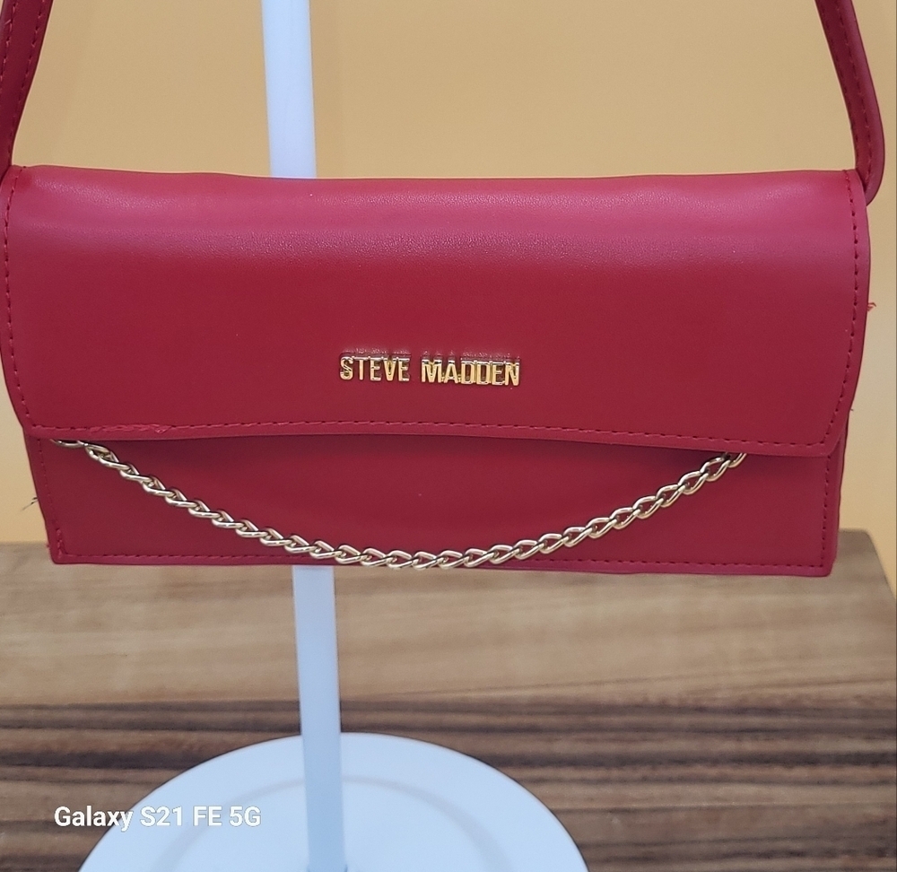 Steve Madden Red Crossbody Bag with Gold Hardware & Finishes, Like New